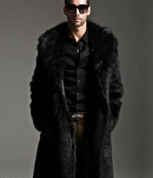 2020 Autumn and Winter Men's Faux Fur Large Lapel Fur Long Men's Faux