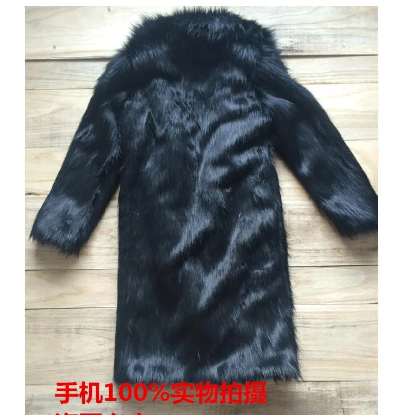 2020 Autumn and Winter Men's Faux Fur Large Lapel Fur Long Men's Faux