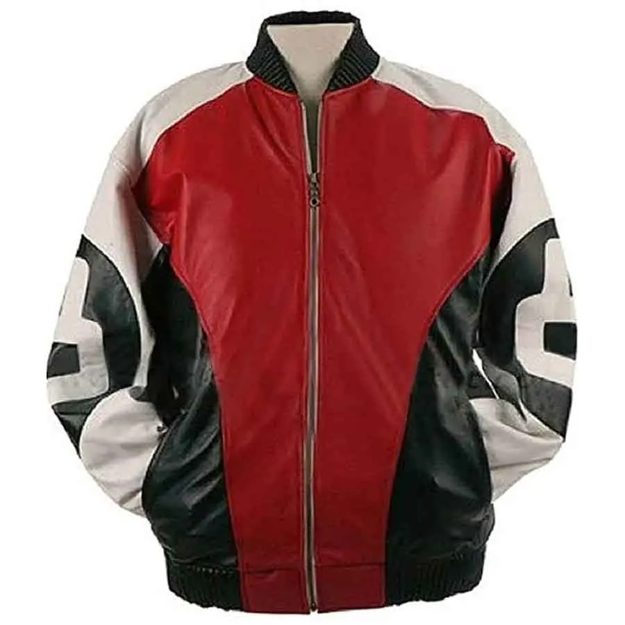 8 Ball Logo Bomber Leather Jacket Mens