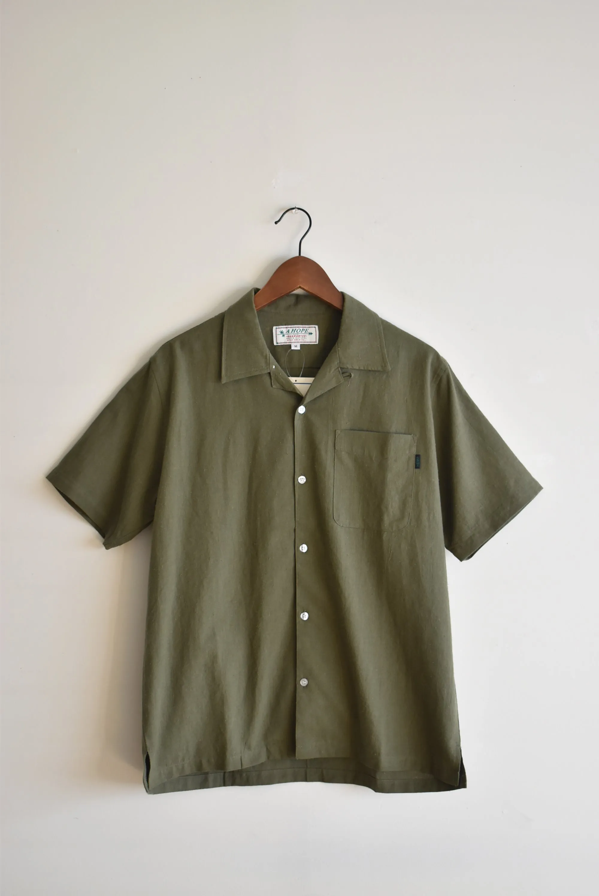 「A HOPE HEMP」open s/s shirt -olive-