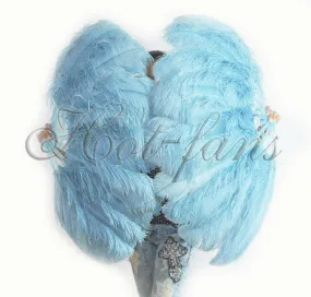 A pair Sky blue Single layer Feather fan 24"x 41"