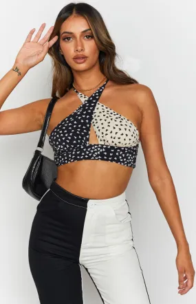 Addicted Printed Halter Top Black