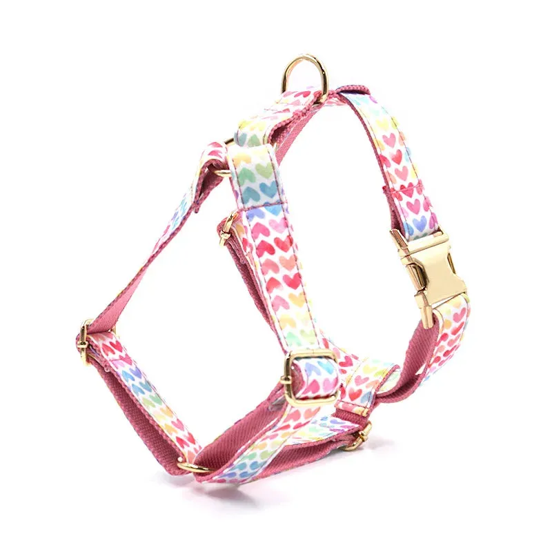 Advanced Custom Love Pattern Pet Collar Leash Harnesses | Personalized Dog ID collar