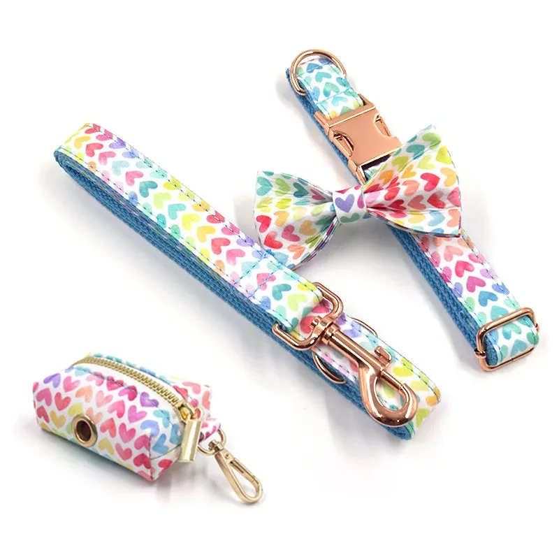 Advanced Custom Love Pattern Pet Collar Leash Harnesses | Personalized Dog ID collar