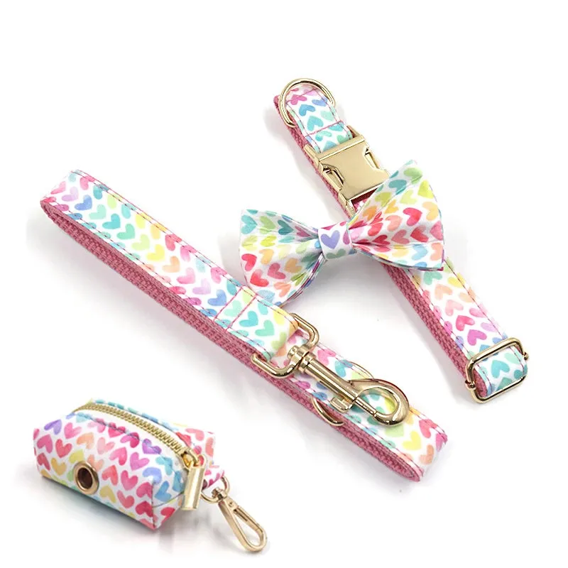 Advanced Custom Love Pattern Pet Collar Leash Harnesses | Personalized Dog ID collar