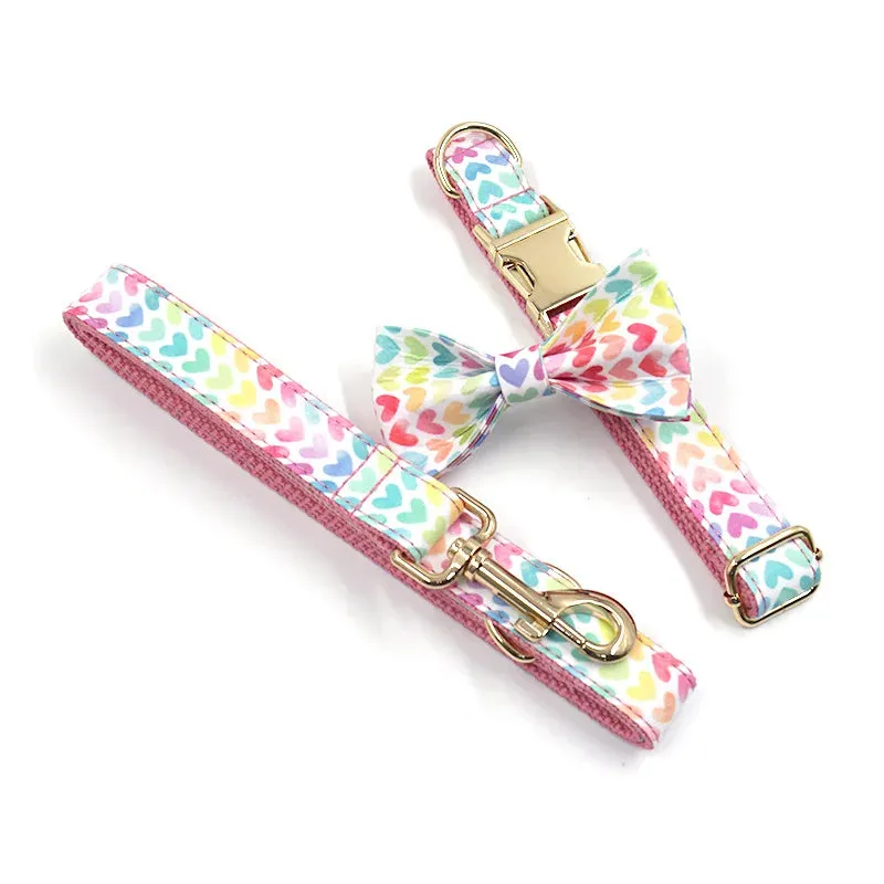 Advanced Custom Love Pattern Pet Collar Leash Harnesses | Personalized Dog ID collar