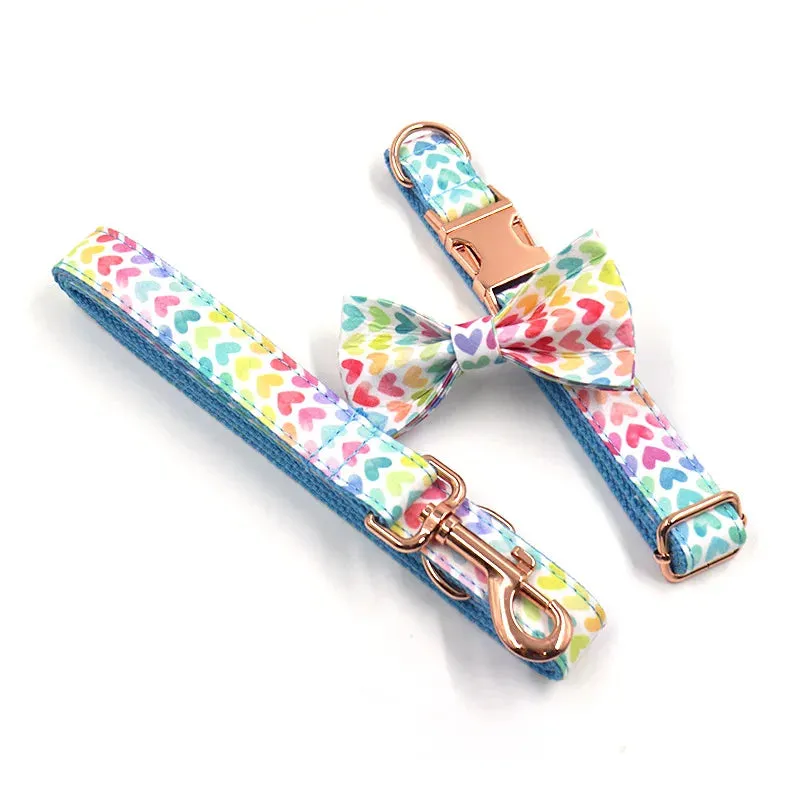 Advanced Custom Love Pattern Pet Collar Leash Harnesses | Personalized Dog ID collar