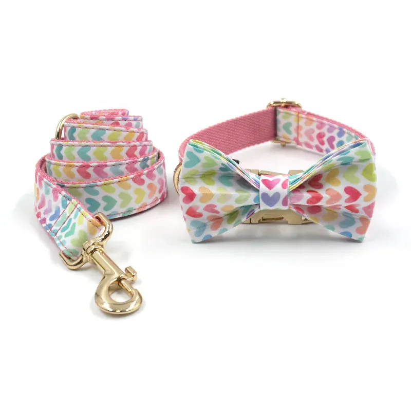 Advanced Custom Love Pattern Pet Collar Leash Harnesses | Personalized Dog ID collar