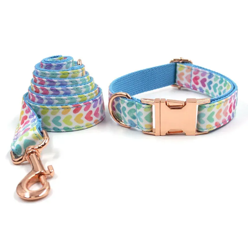 Advanced Custom Love Pattern Pet Collar Leash Harnesses | Personalized Dog ID collar