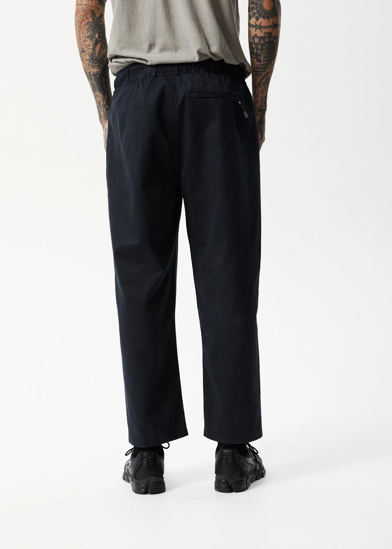 AFENDS Mens Cabal - Elastic Waist Relaxed Pants - Black