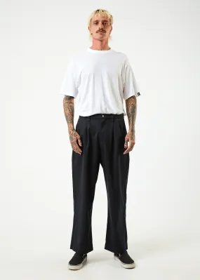 AFENDS Mens Fat Cat - Wide Leg Suit Pants - Black