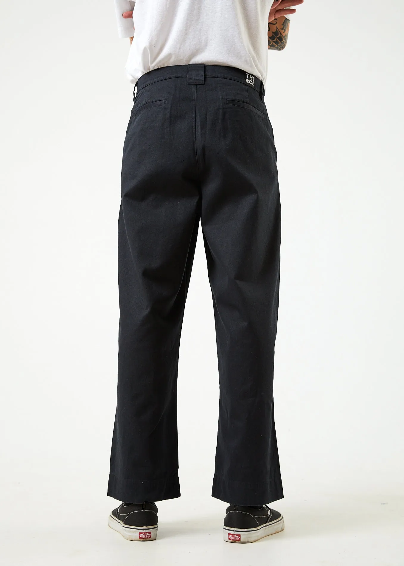 AFENDS Mens Fat Cat - Wide Leg Suit Pants - Black