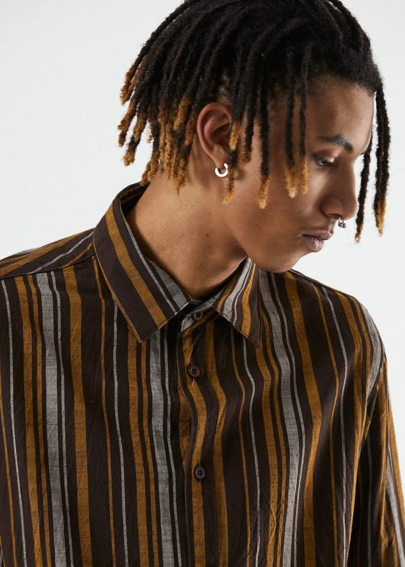 Afends Mens Motel - Long Sleeve Shirt - Bracken