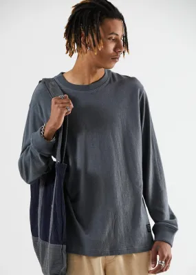 Afends Mens Rolling On - Hemp Retro Fit Long Sleeve Tee - Gunmetal