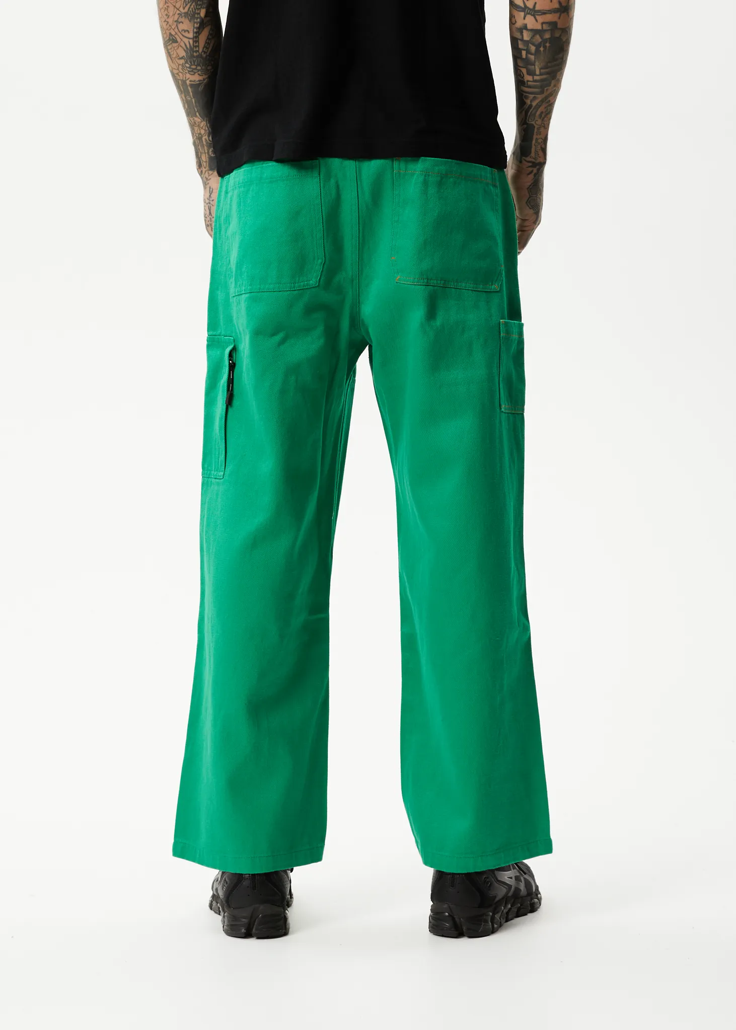 AFENDS Mens Sleepy Hollow Richmond - Twill Baggy Carpenter Pants - Forest