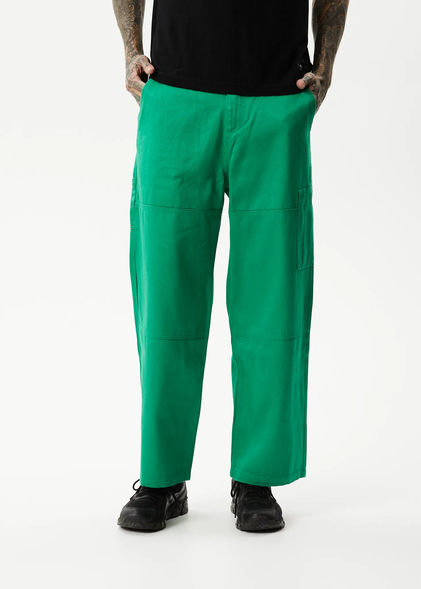 AFENDS Mens Sleepy Hollow Richmond - Twill Baggy Carpenter Pants - Forest