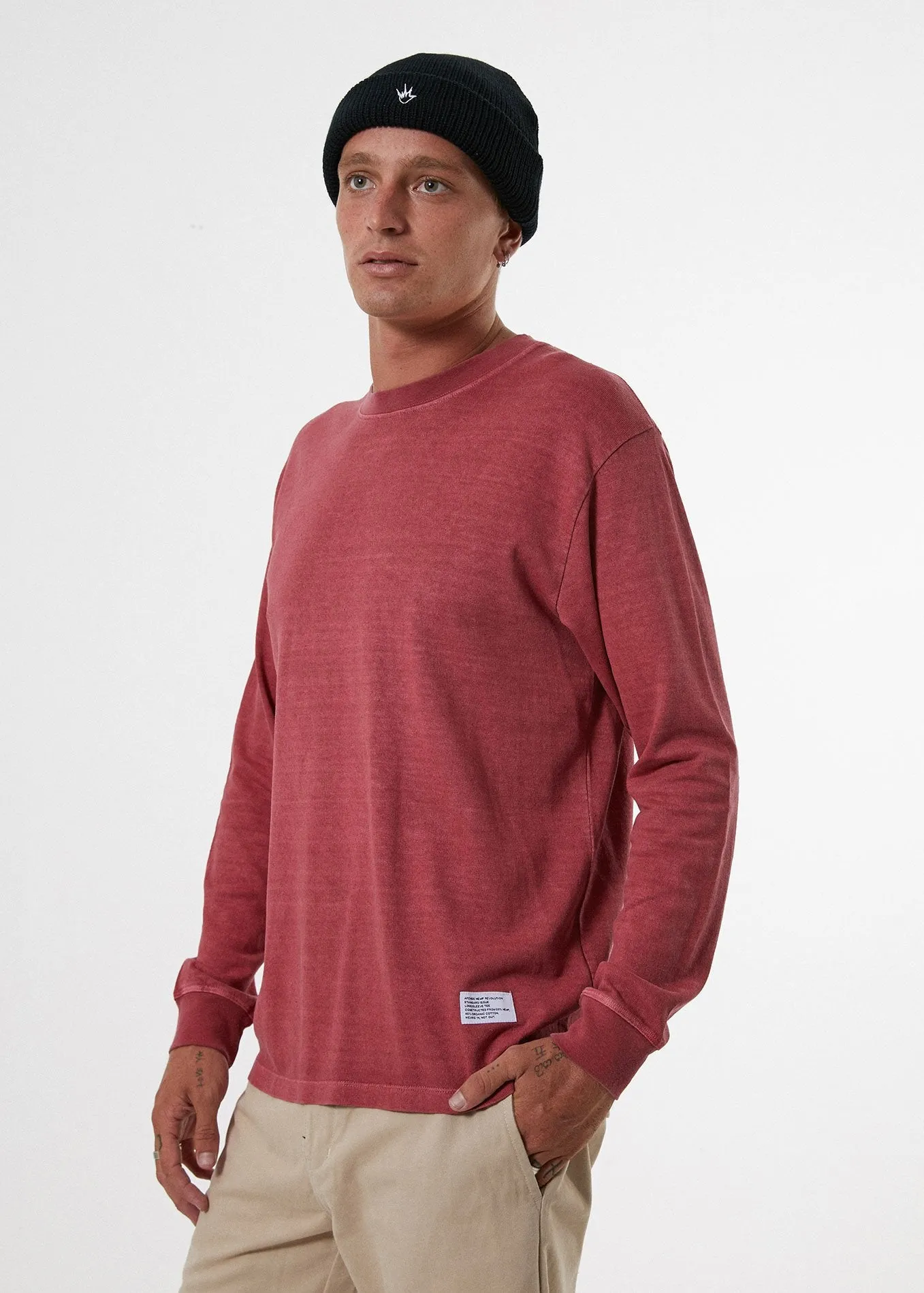 Afends Mens Standard Issue - Heavy Weight Hemp Long Sleeve Tee