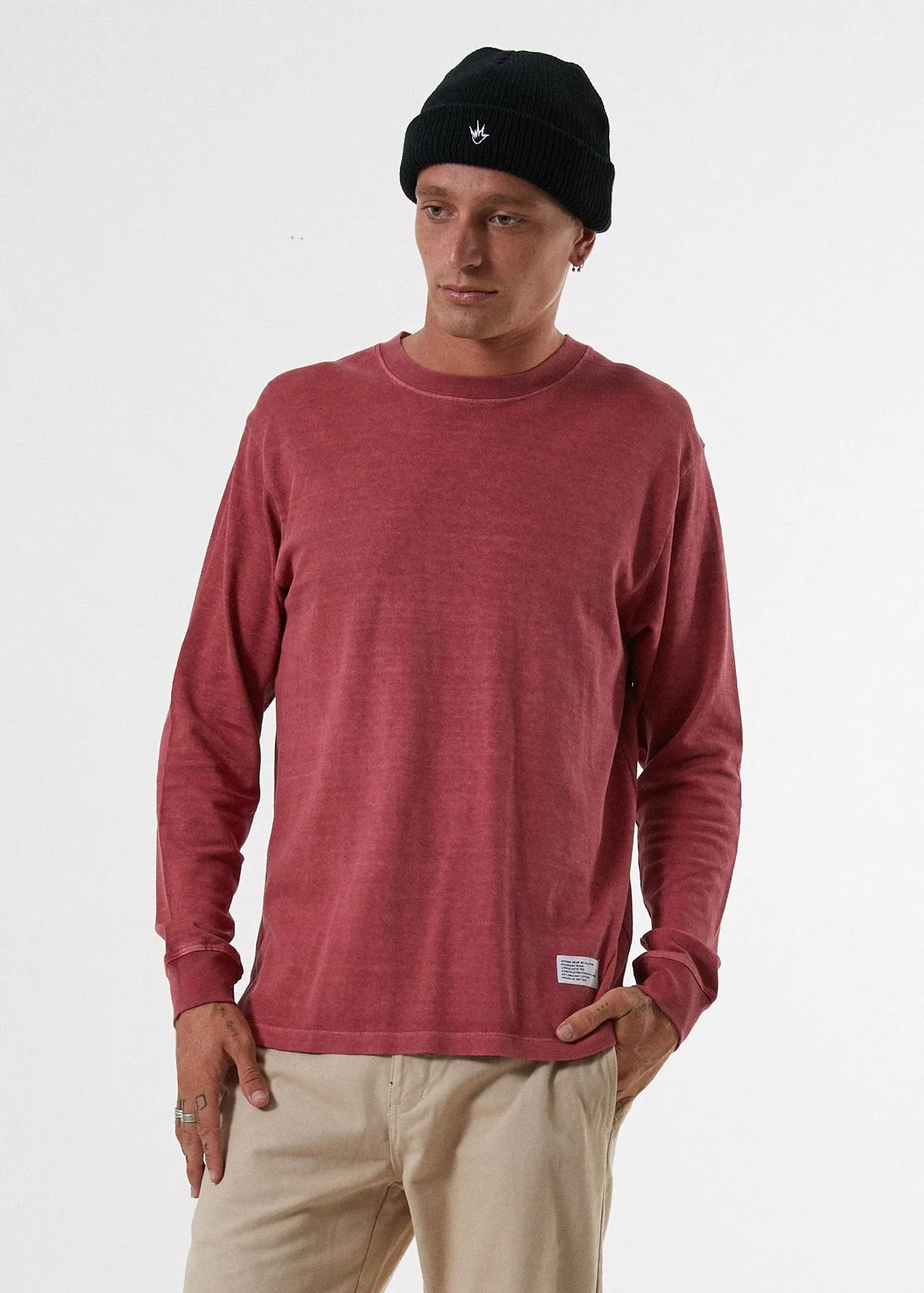 Afends Mens Standard Issue - Heavy Weight Hemp Long Sleeve Tee