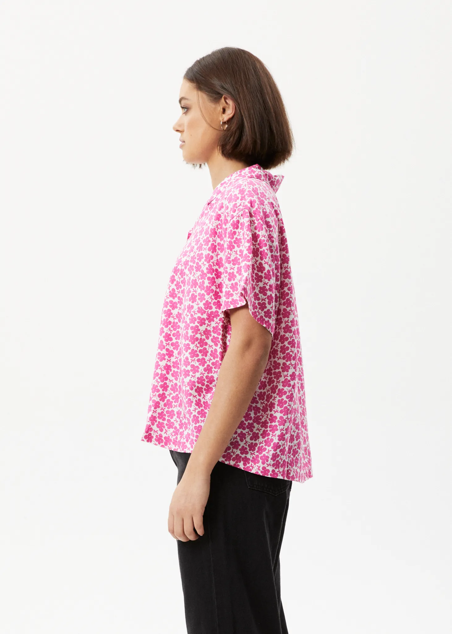 AFENDS Womens Madeline Mood - Short Sleeve Shirt - Bubblegum Floral