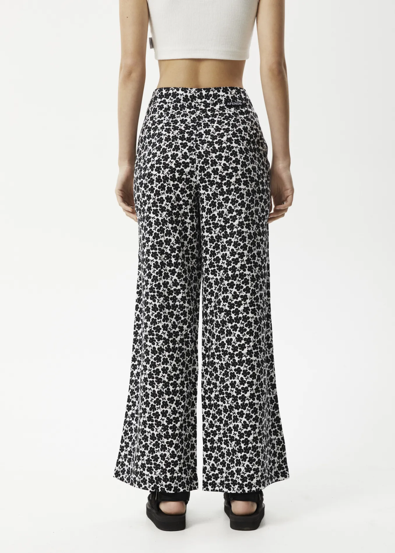 AFENDS Womens Madeline Sienna - Wide Leg Pants - Black Floral