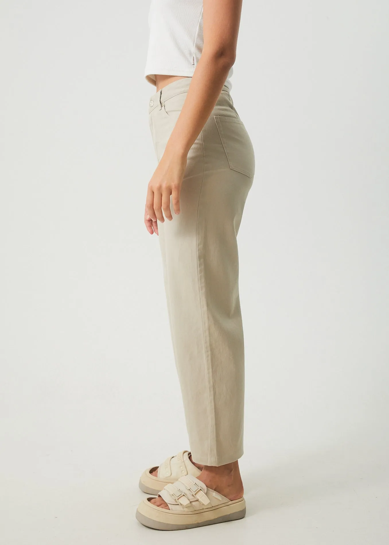 AFENDS Womens Shelby - Twill Wide Leg Pants - Cement