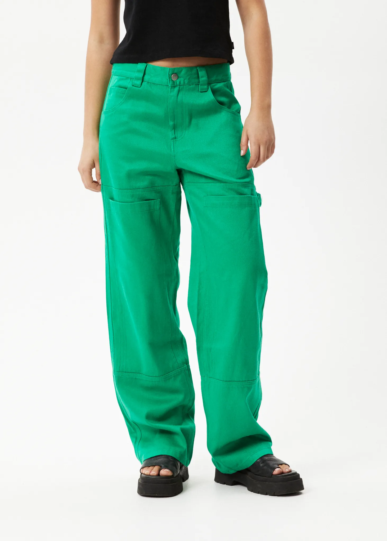 AFENDS Womens Sleepy Hollow Moss - Twill Carpenter Pants - Forest