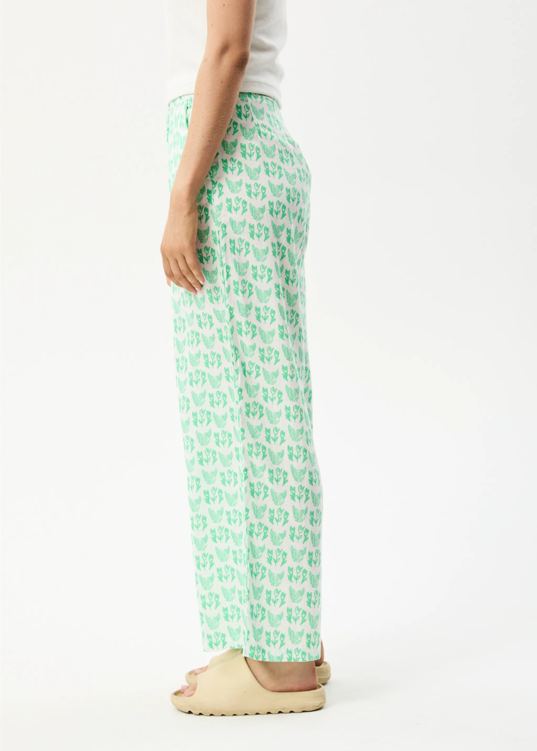 AFENDS Womens Swan Sienna - Wide Leg Pants - Lime Green