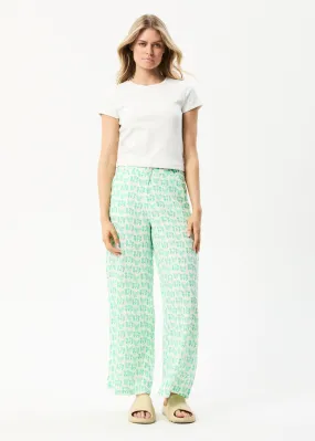 AFENDS Womens Swan Sienna - Wide Leg Pants - Lime Green