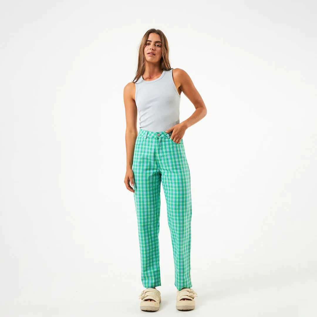 AFENDS Womens Tully Shelby - Check Wide Leg Pants - Forest Check