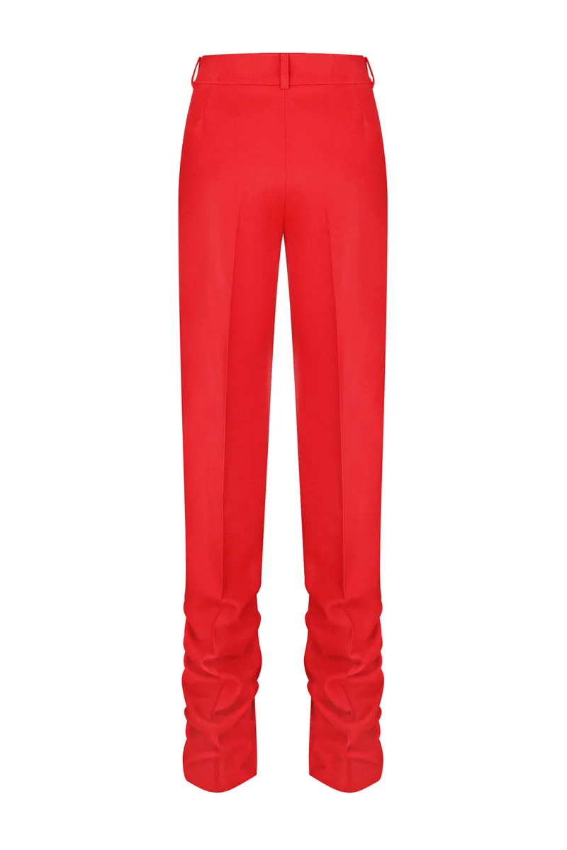 ANTHURIUM RED LOW-RISE PANTS