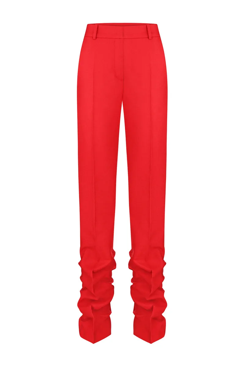 ANTHURIUM RED LOW-RISE PANTS