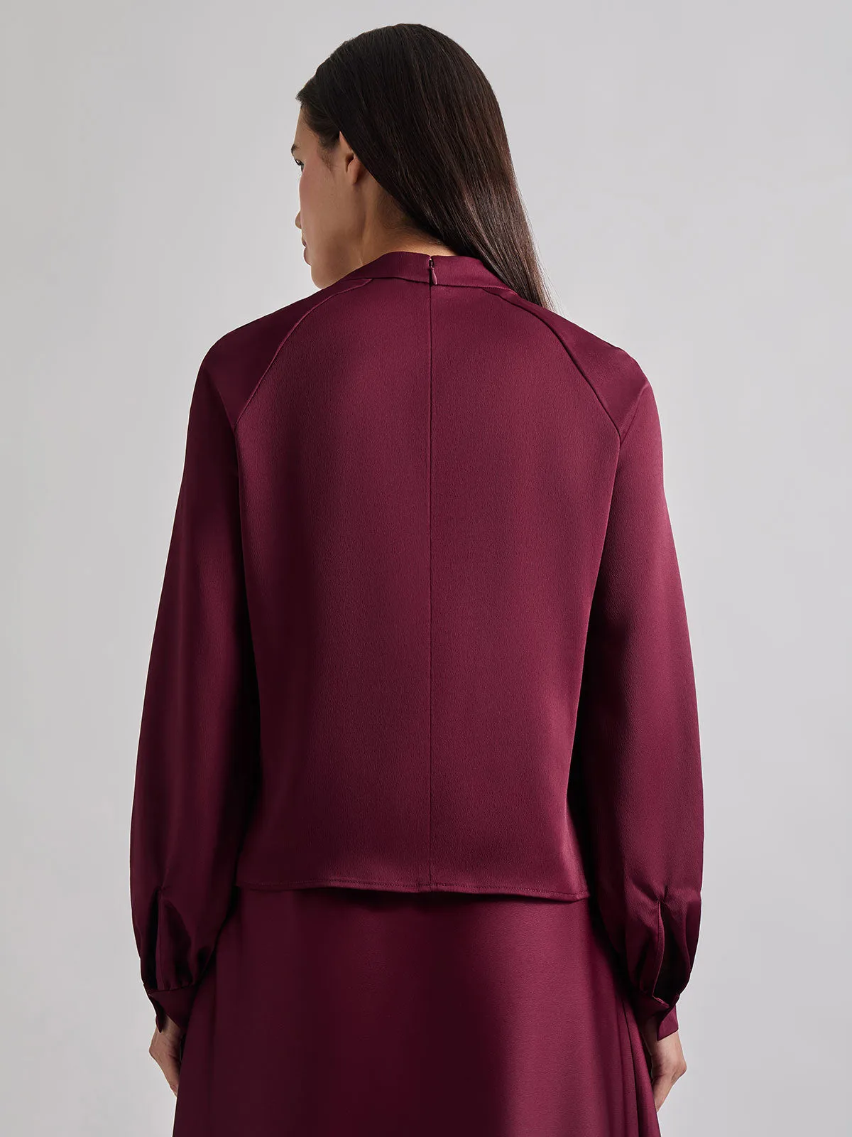 Asymmetrical Neckline Crepe de Chine Blouse