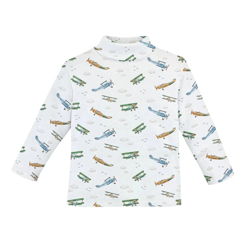 Baby Club Chic Airplanes Printed Turtleneck