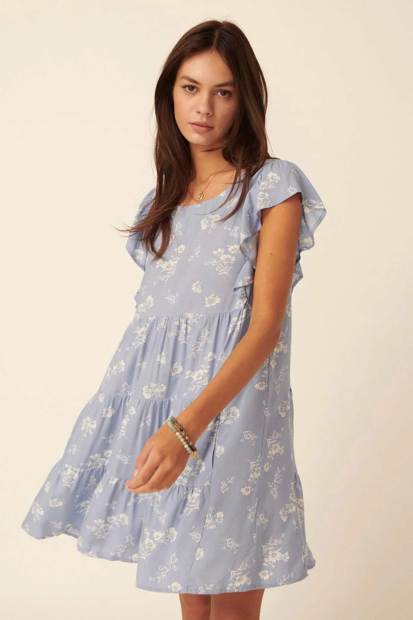 Baby's Breath Ruffled Floral Babydoll Dress