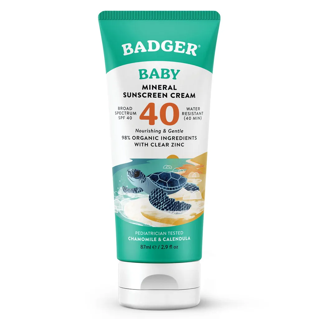 Badger Spf 40 Baby Mineral Sunscreen Cream 2.9Oz