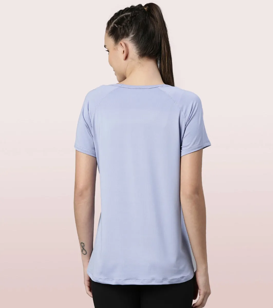 Basic Active Tee | Raglan Sleeve Scoop Neck Dry Fit Graphic Tee