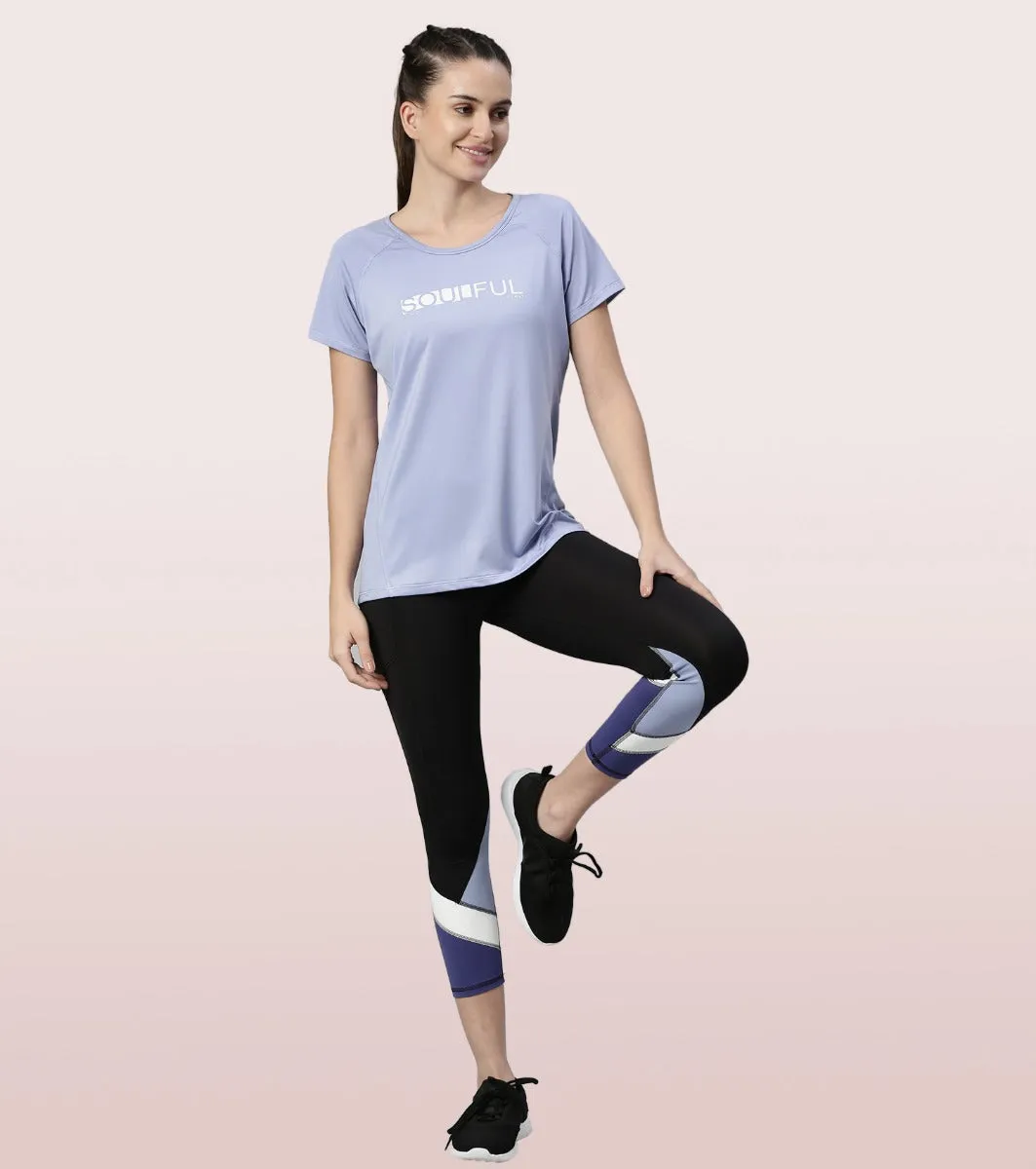 Basic Active Tee | Raglan Sleeve Scoop Neck Dry Fit Graphic Tee