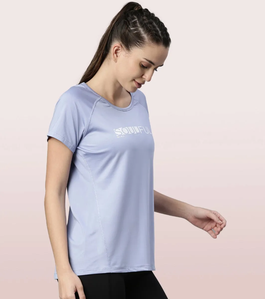 Basic Active Tee | Raglan Sleeve Scoop Neck Dry Fit Graphic Tee