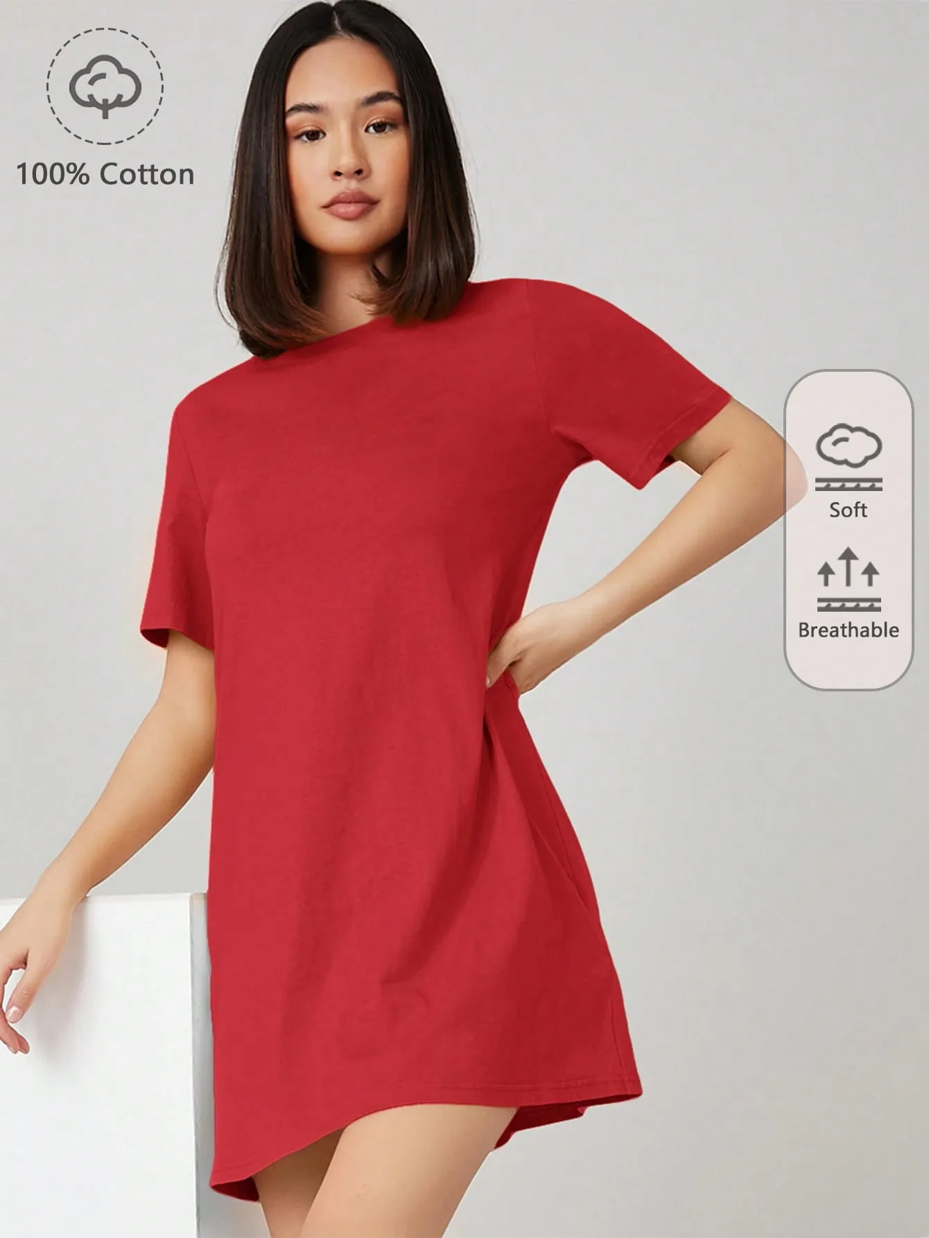 BASICS 100% Cotton Solid Tee Dress