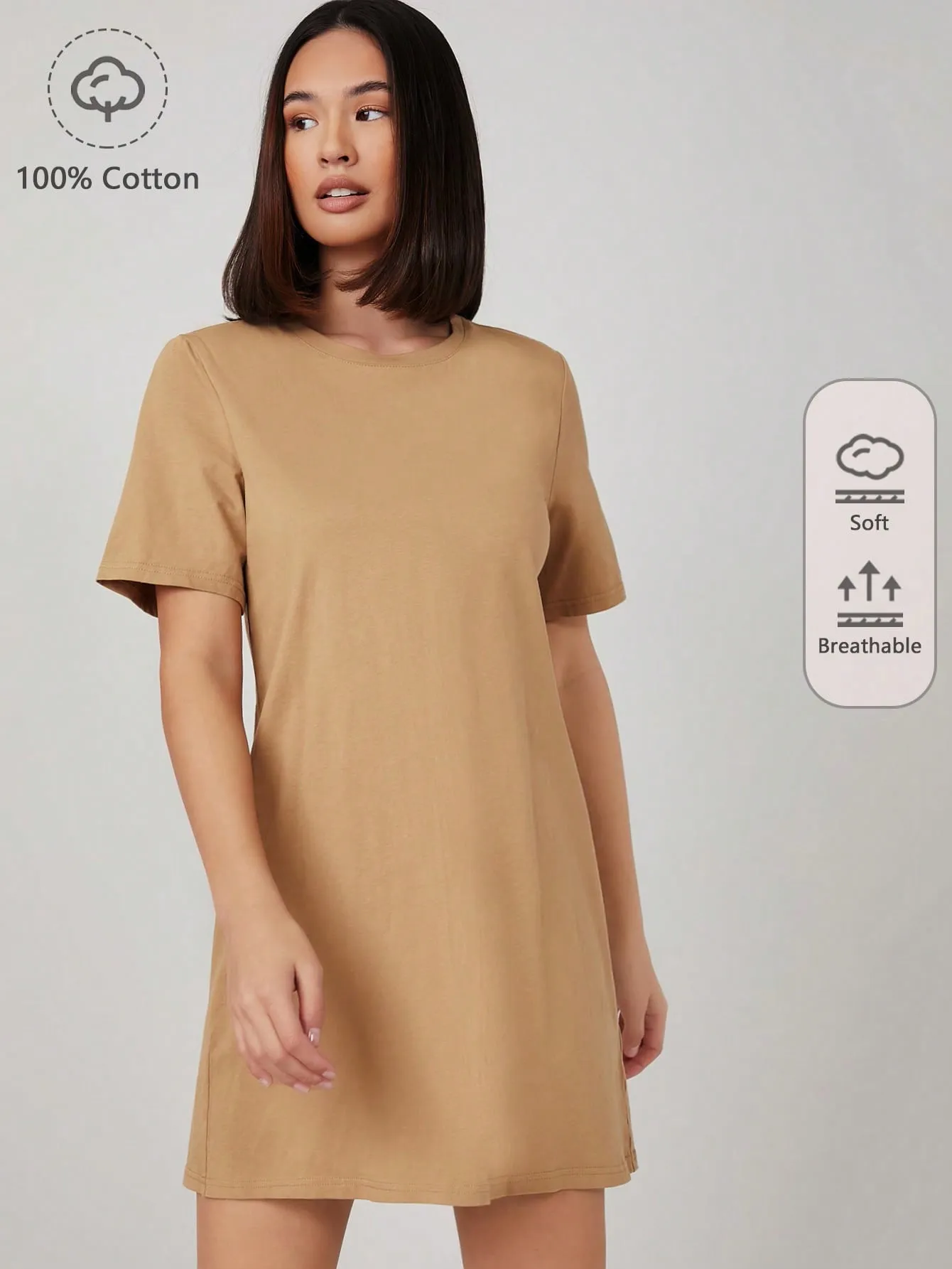 BASICS 100% Cotton Solid Tee Dress