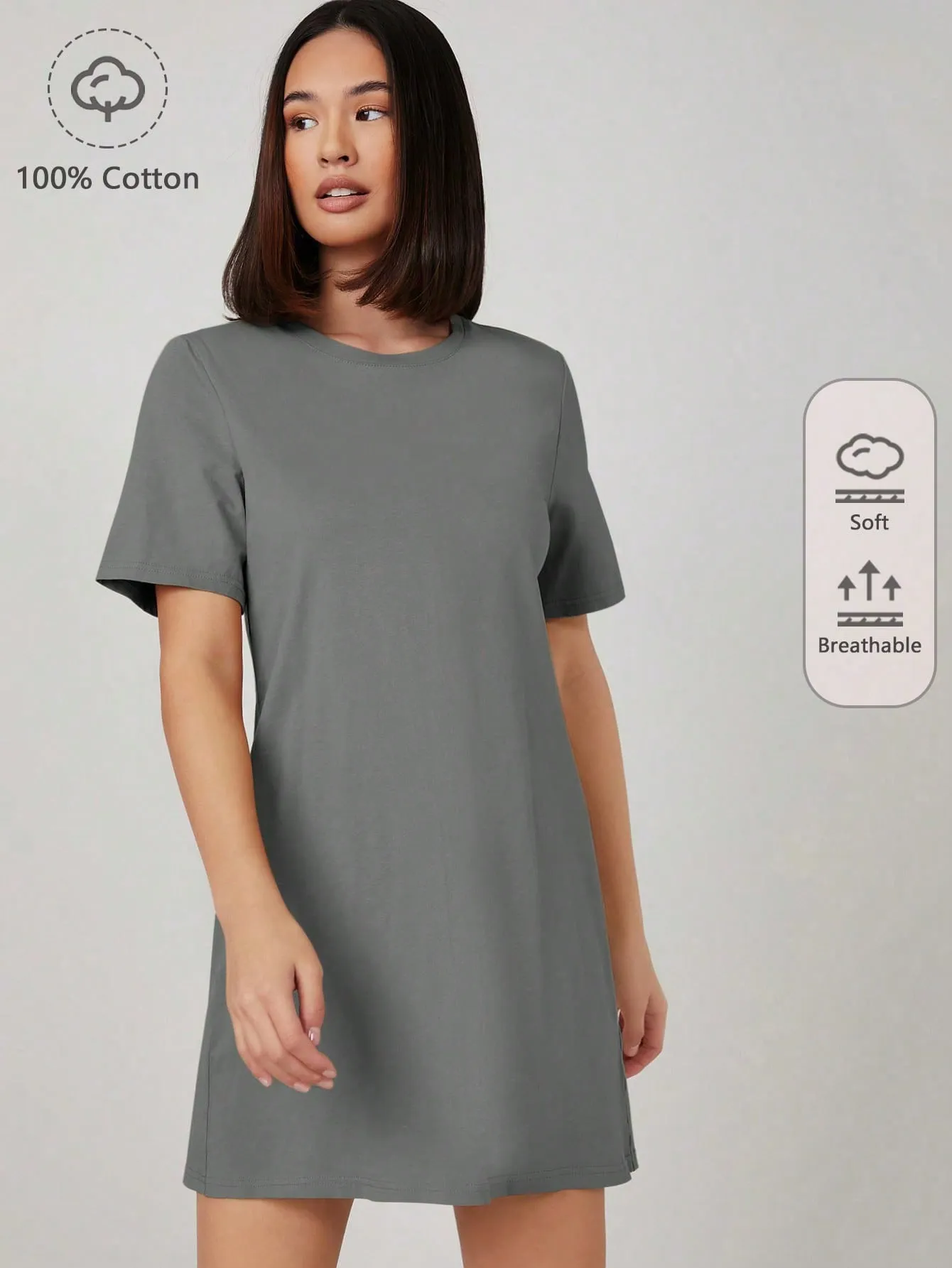 BASICS 100% Cotton Solid Tee Dress