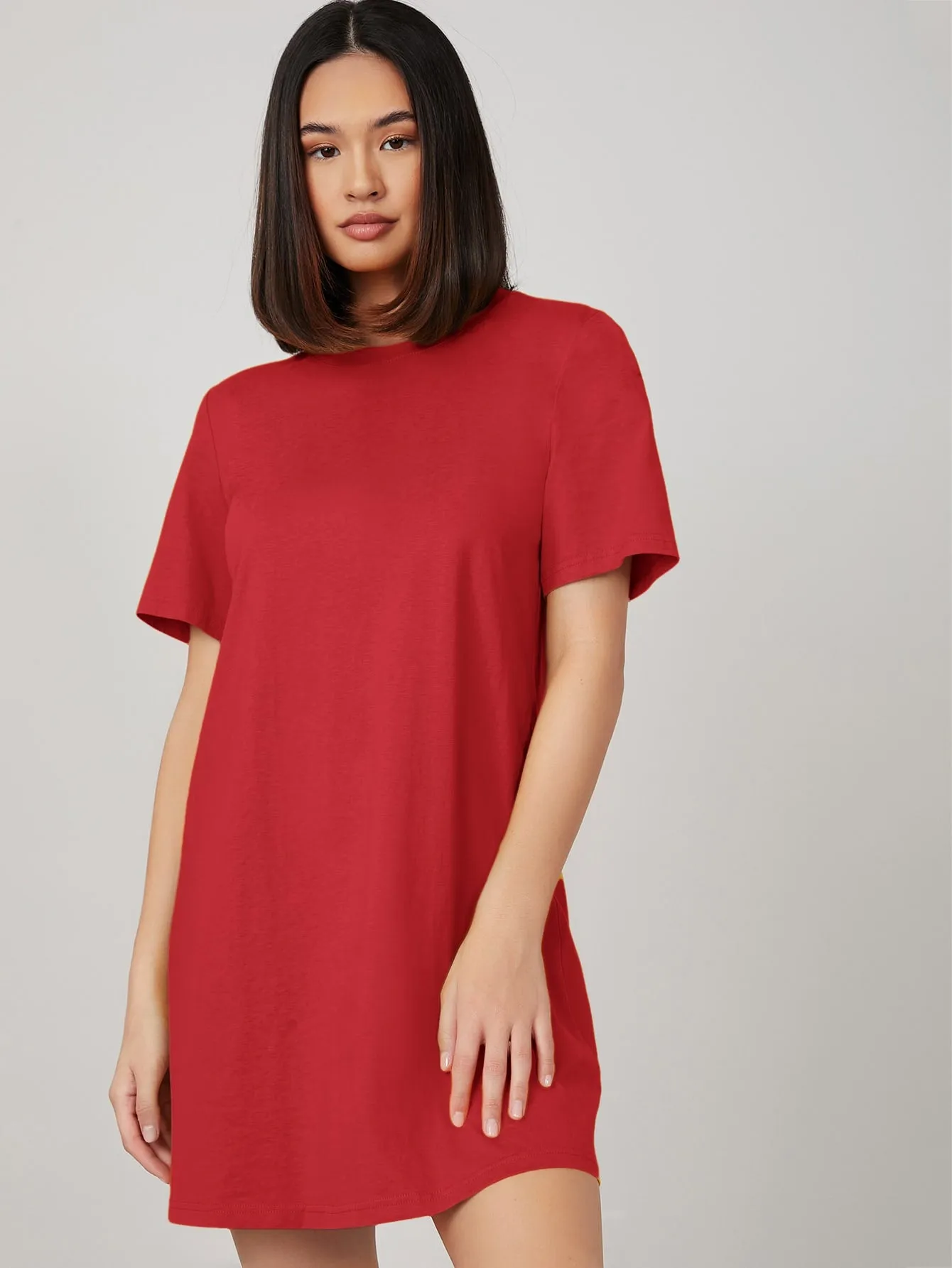 BASICS 100% Cotton Solid Tee Dress