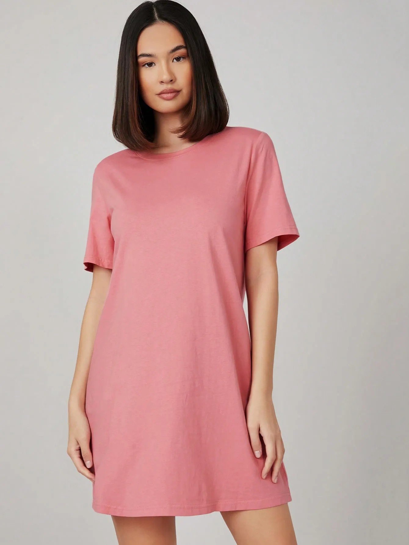 BASICS 100% Cotton Solid Tee Dress