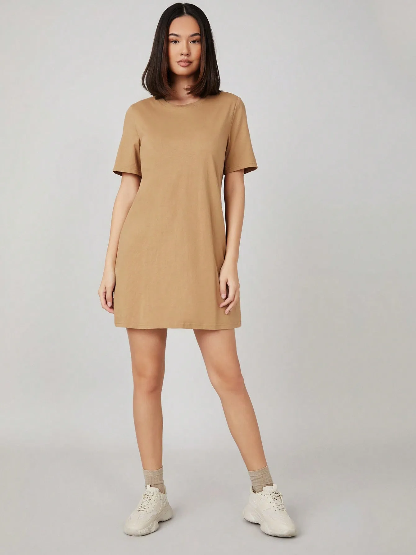 BASICS 100% Cotton Solid Tee Dress