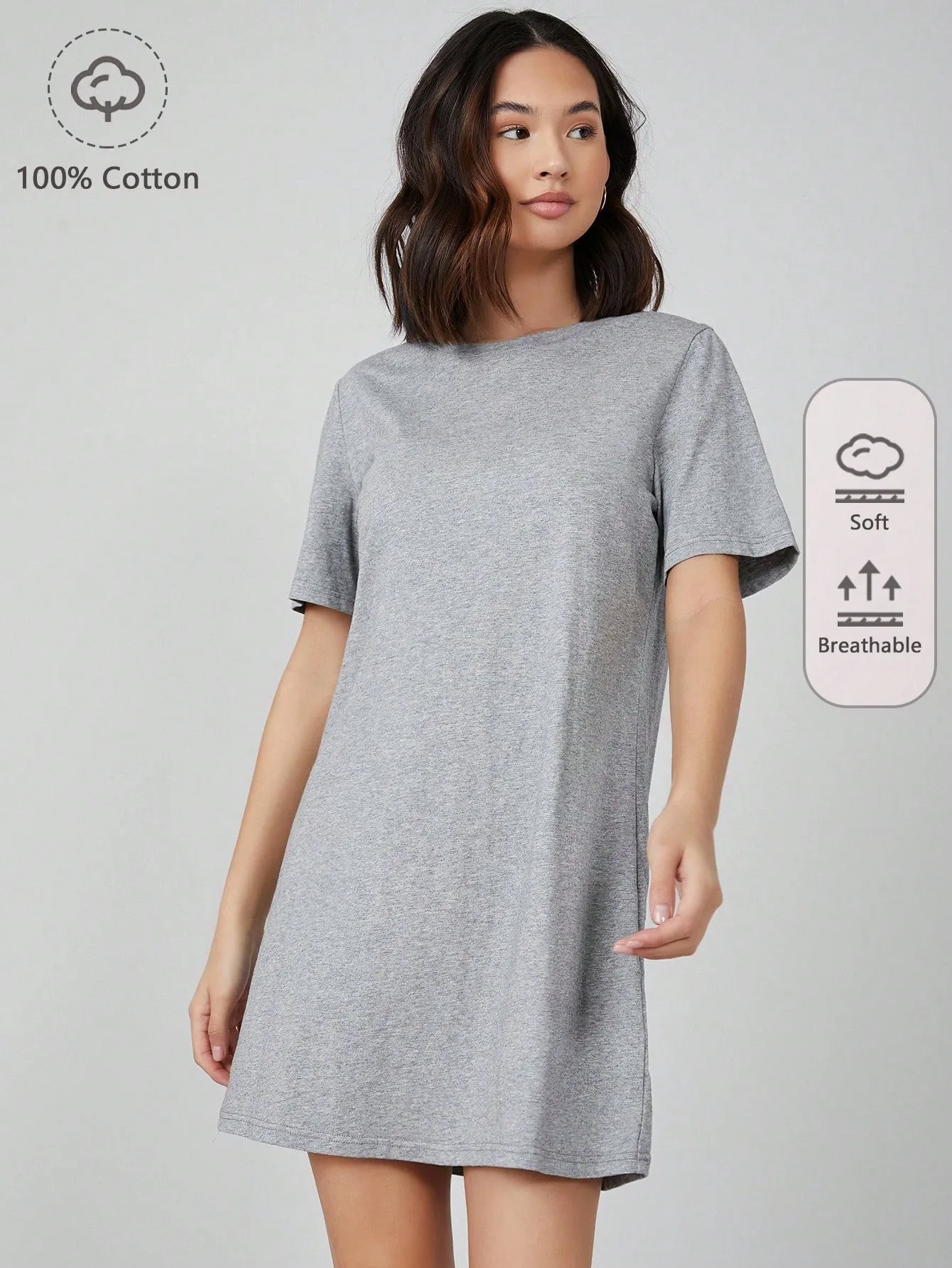 BASICS 100% Cotton Solid Tee Dress