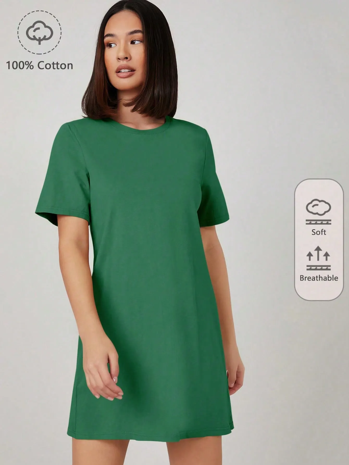 BASICS 100% Cotton Solid Tee Dress