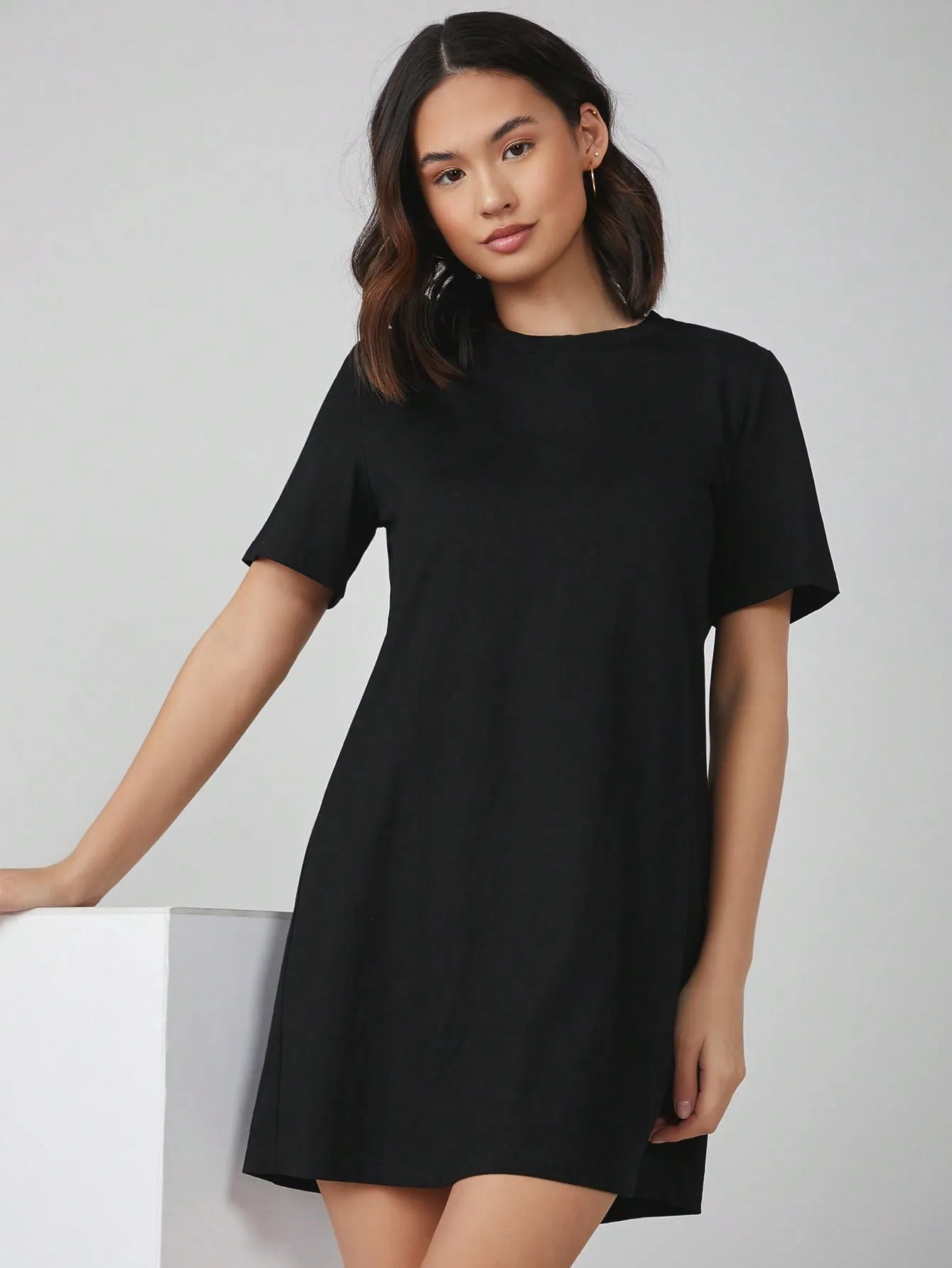 BASICS 100% Cotton Solid Tee Dress