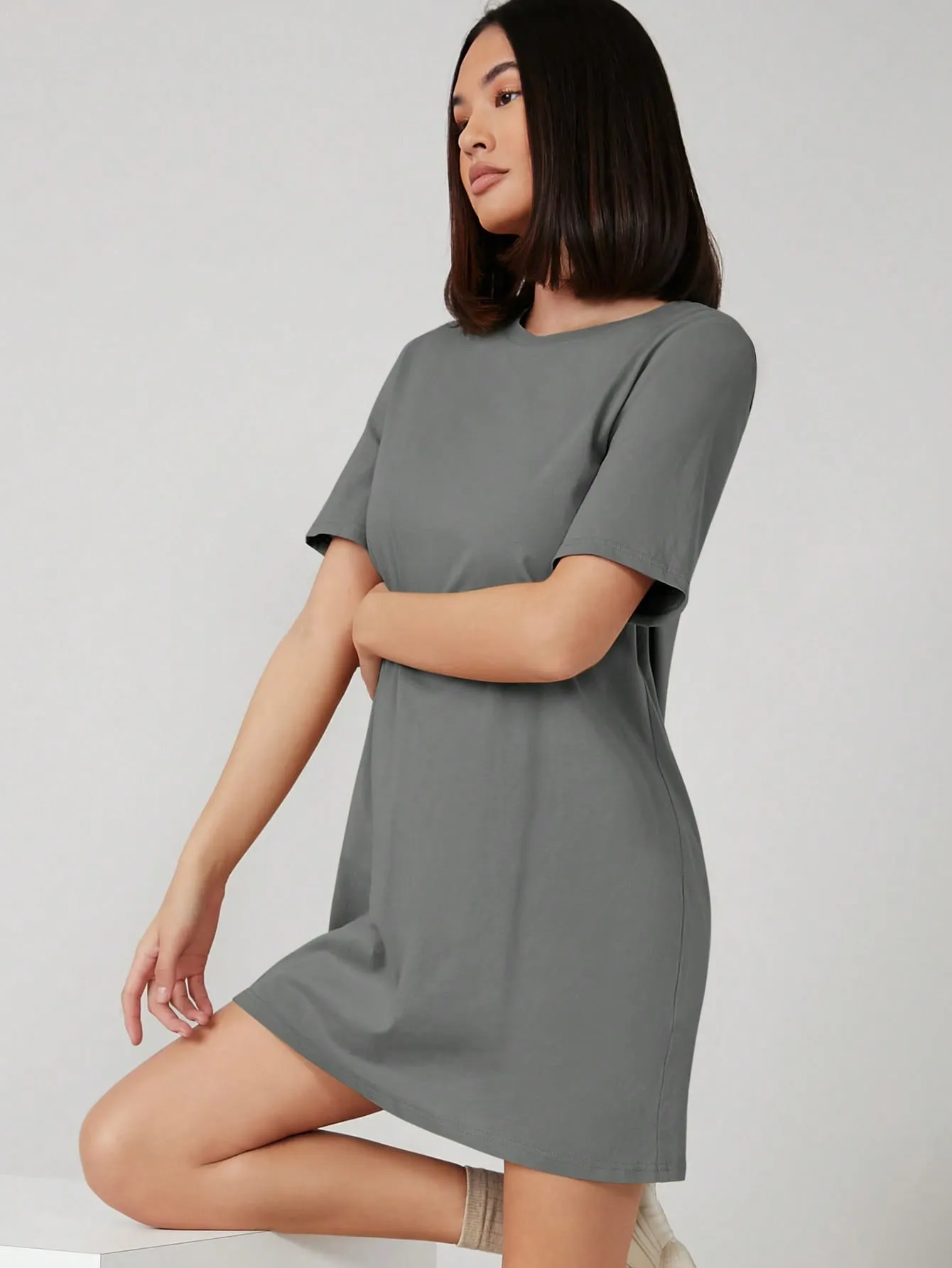 BASICS 100% Cotton Solid Tee Dress