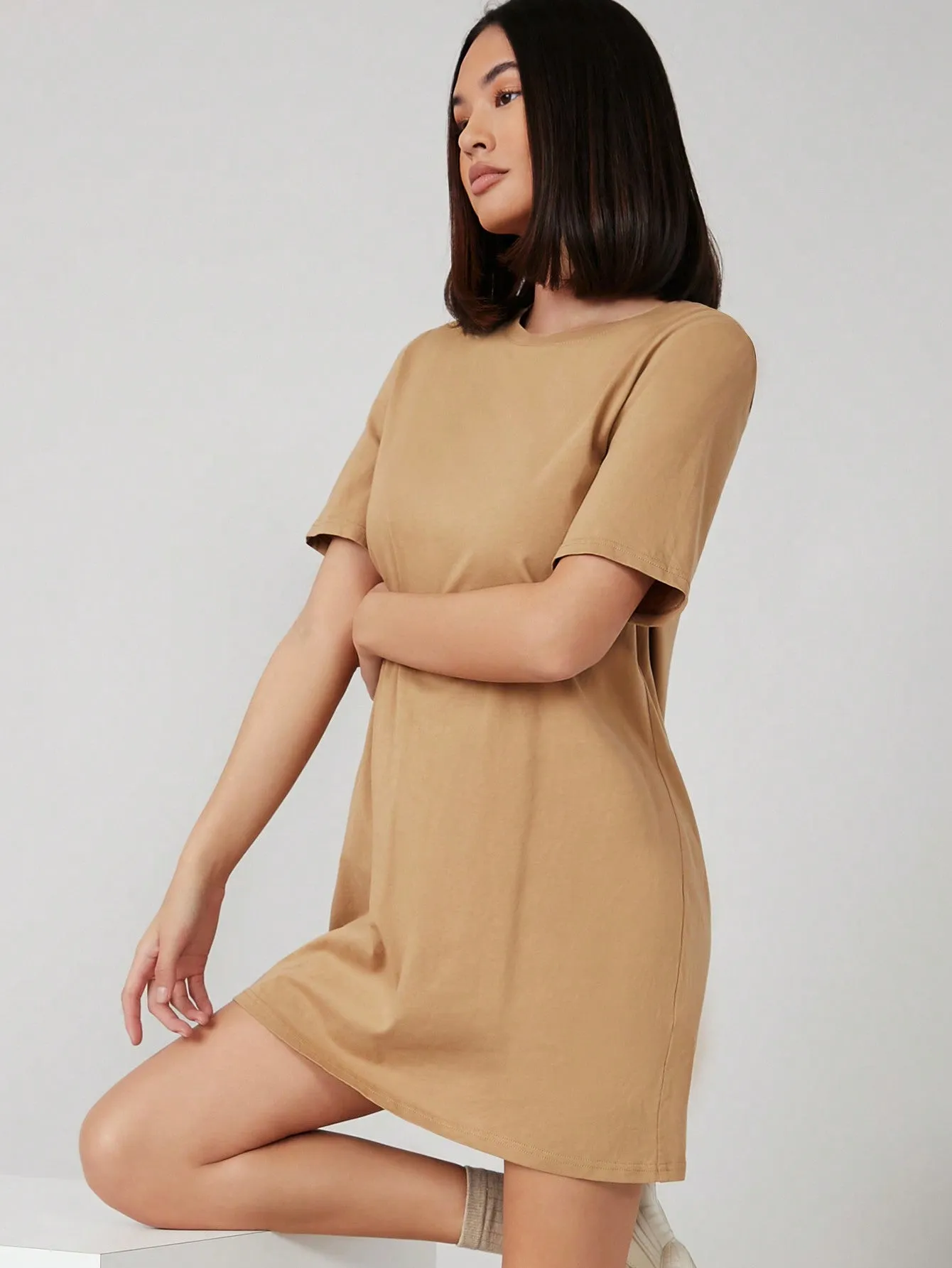 BASICS 100% Cotton Solid Tee Dress