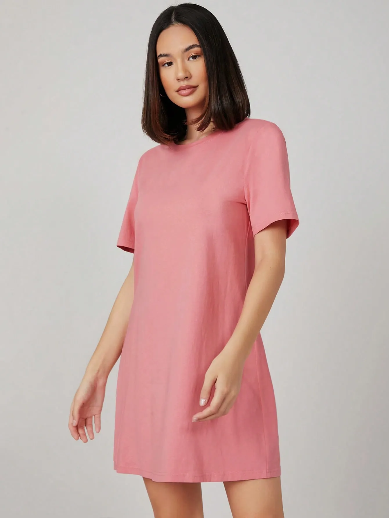 BASICS 100% Cotton Solid Tee Dress